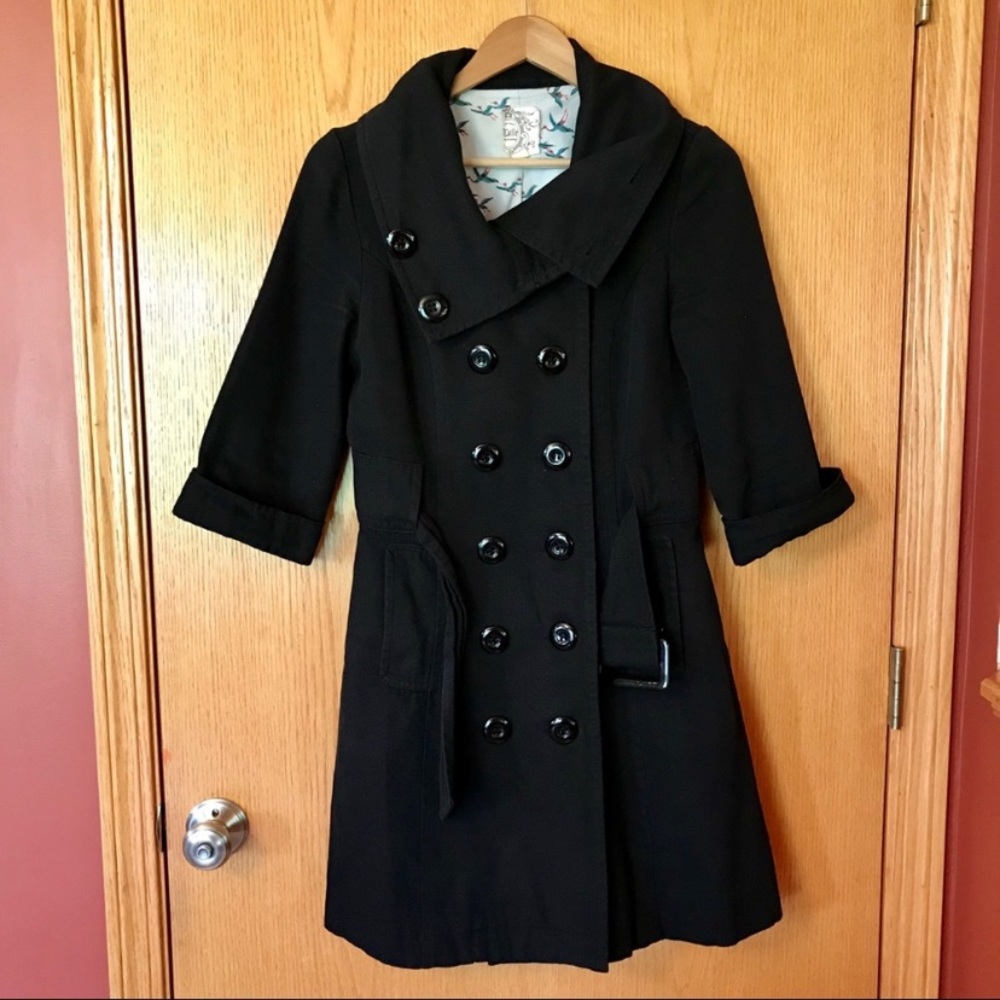 Anthropologie Tulle black trench coat S